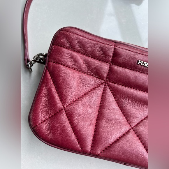 FURLA Fortuna Leather Quilted Crimson Crossbody Bag - Picture 2 of 10